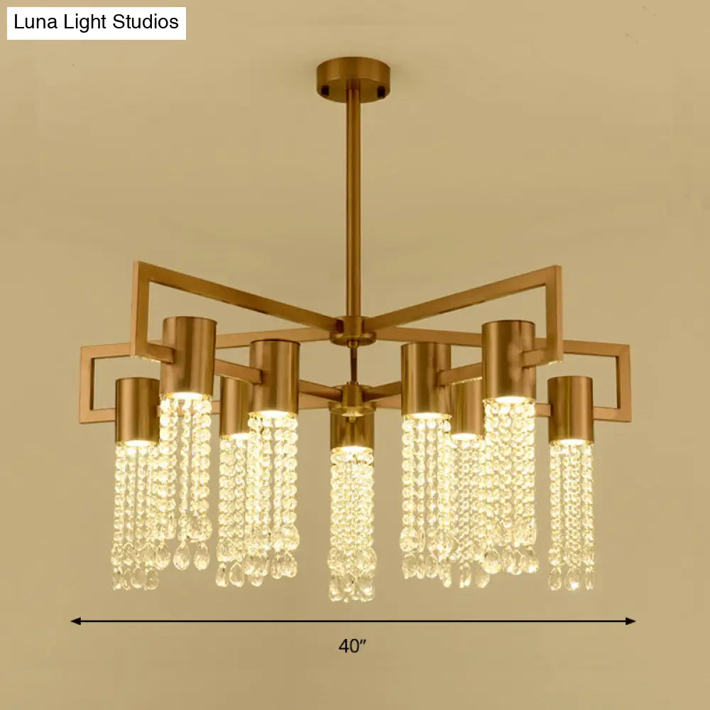 Modern Clear Crystal Pendant Chandelier With Led Lights - Gold Hanging Ceiling Light For Bedroom