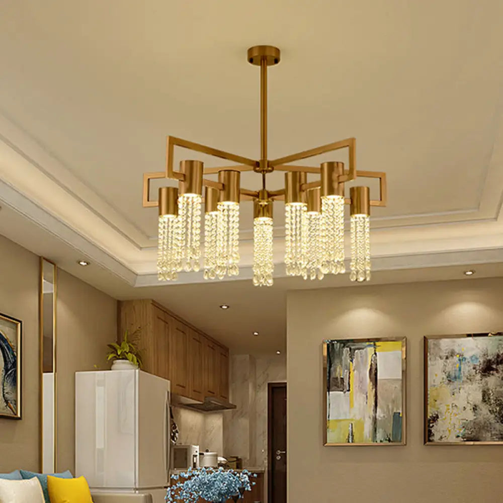 Modern 8/10 Bulb Led Gold Crystal Pendant Chandelier For Bedroom 10 /