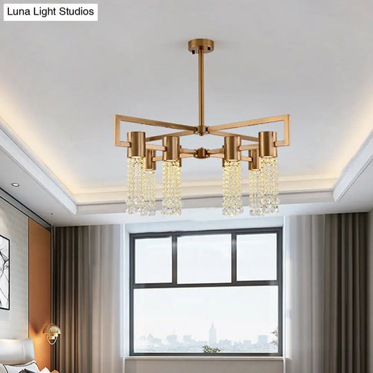 Modern 8/10 Bulb Led Gold Crystal Pendant Chandelier For Bedroom