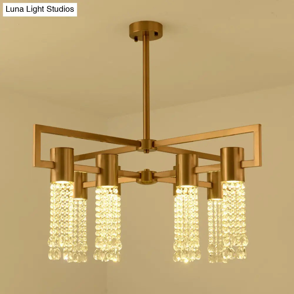 Modern Clear Crystal Pendant Chandelier With Led Lights - Gold Hanging Ceiling Light For Bedroom