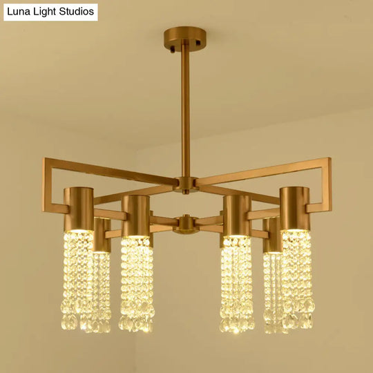 Modern Clear Crystal Pendant Chandelier With Led Lights - Gold Hanging Ceiling Light For Bedroom