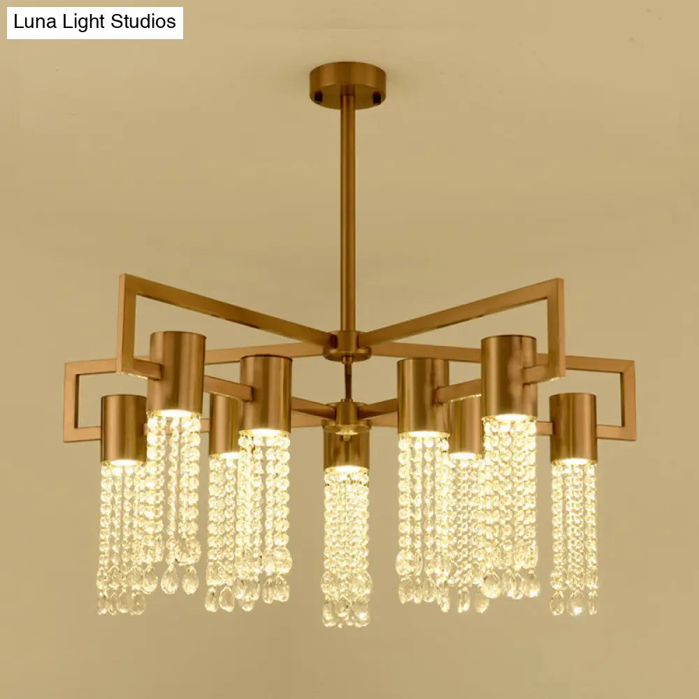 Modern Clear Crystal Pendant Chandelier With Led Lights - Gold Hanging Ceiling Light For Bedroom