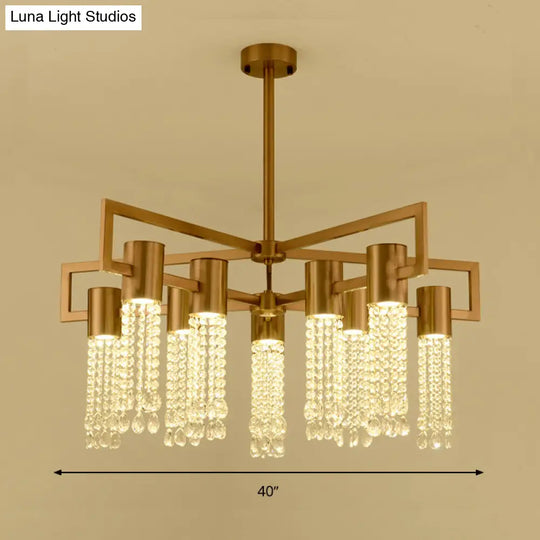 Modern 8/10 Bulb Led Gold Crystal Pendant Chandelier For Bedroom