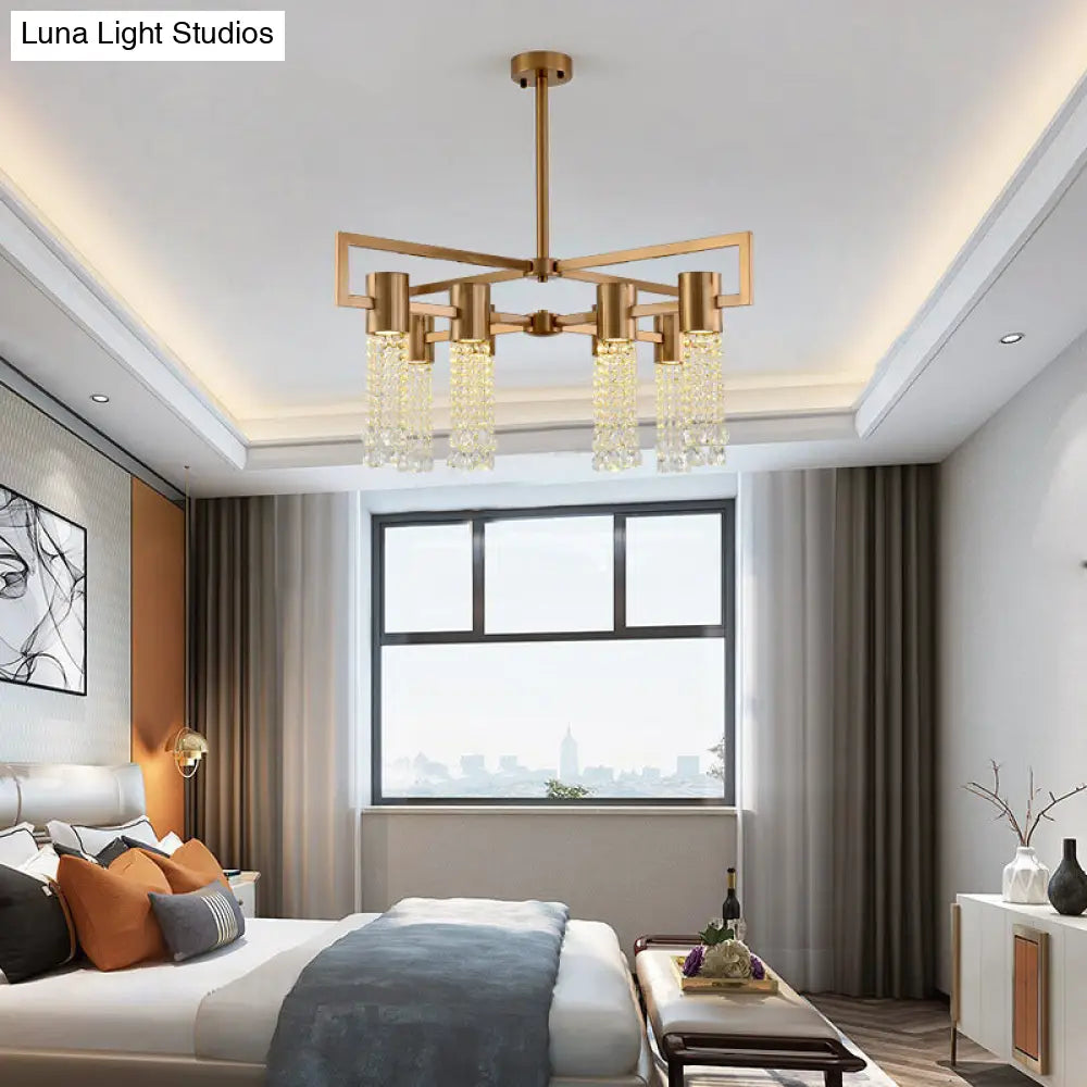 Modern Clear Crystal Pendant Chandelier With Led Lights - Gold Hanging Ceiling Light For Bedroom