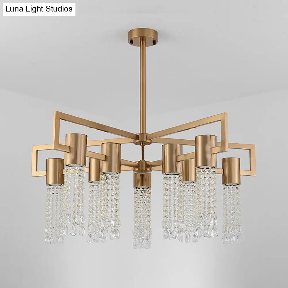 Modern 8/10 Bulb Led Gold Crystal Pendant Chandelier For Bedroom