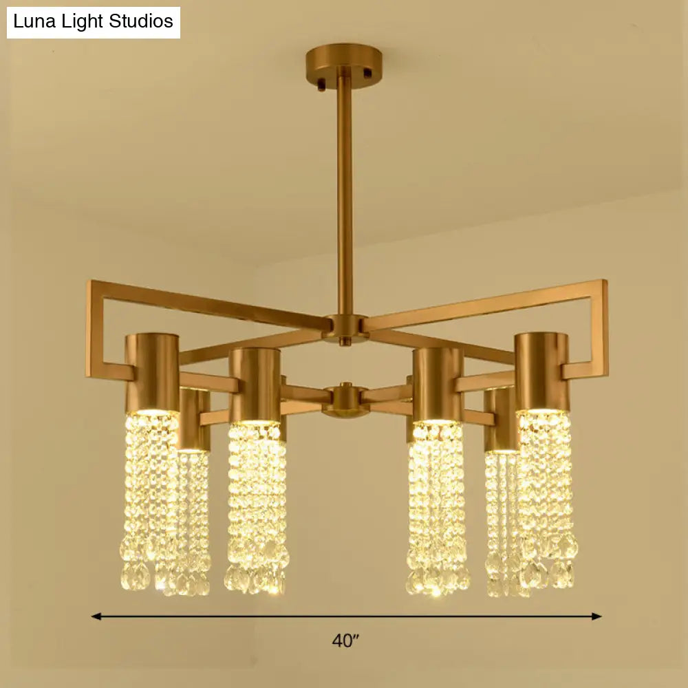 Modern 8/10 Bulb Led Gold Crystal Pendant Chandelier For Bedroom