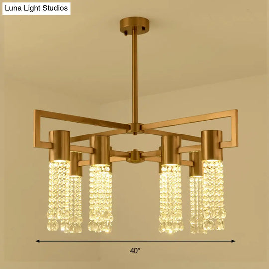 Modern 8/10 Bulb Led Gold Crystal Pendant Chandelier For Bedroom