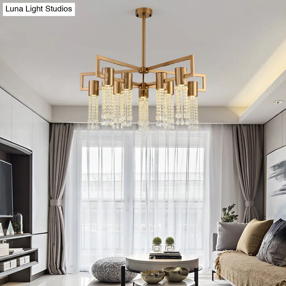 Modern Clear Crystal Pendant Chandelier With Led Lights - Gold Hanging Ceiling Light For Bedroom