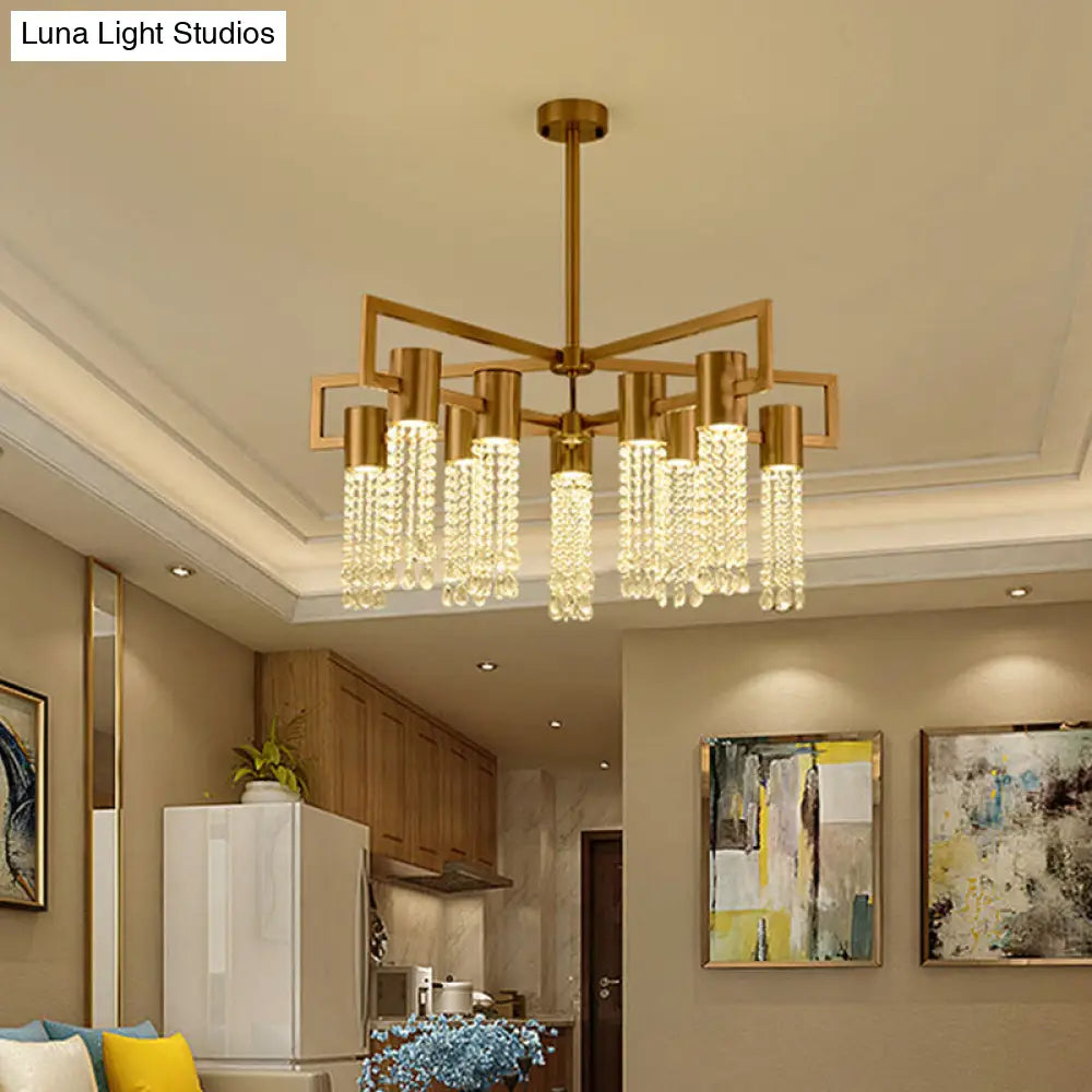 Modern Clear Crystal Pendant Chandelier With Led Lights - Gold Hanging Ceiling Light For Bedroom 10