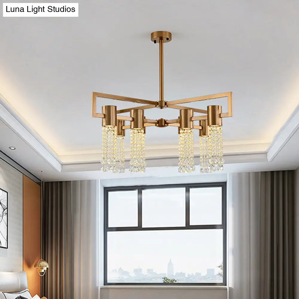 Modern Clear Crystal Pendant Chandelier With Led Lights - Gold Hanging Ceiling Light For Bedroom