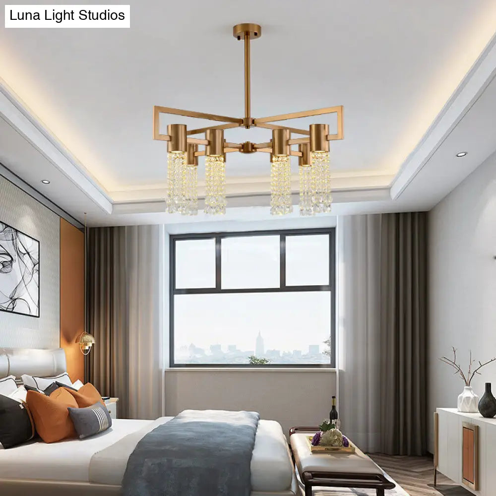 Modern Clear Crystal Pendant Chandelier With Led Lights - Gold Hanging Ceiling Light For Bedroom 8 /