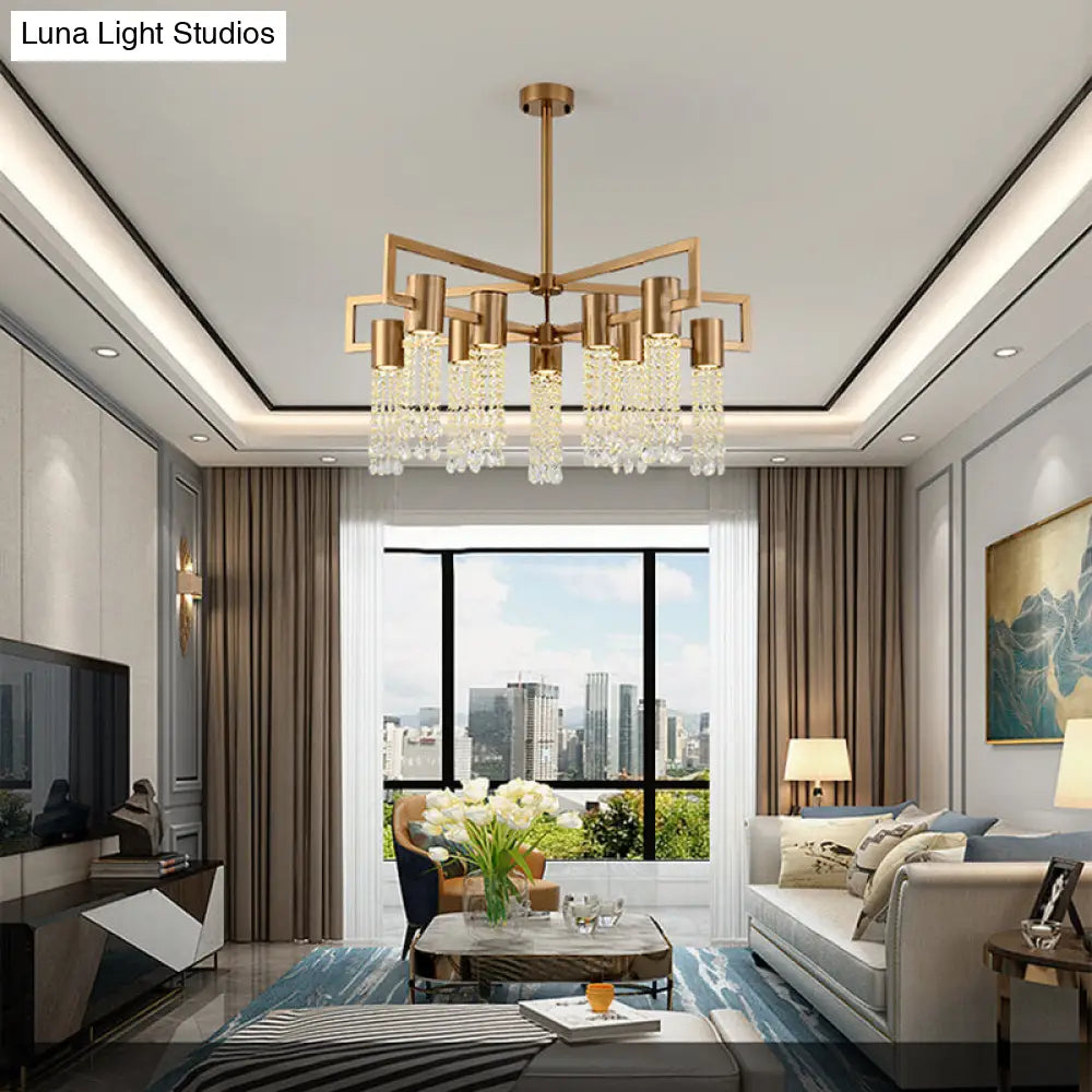 Modern Clear Crystal Pendant Chandelier With Led Lights - Gold Hanging Ceiling Light For Bedroom