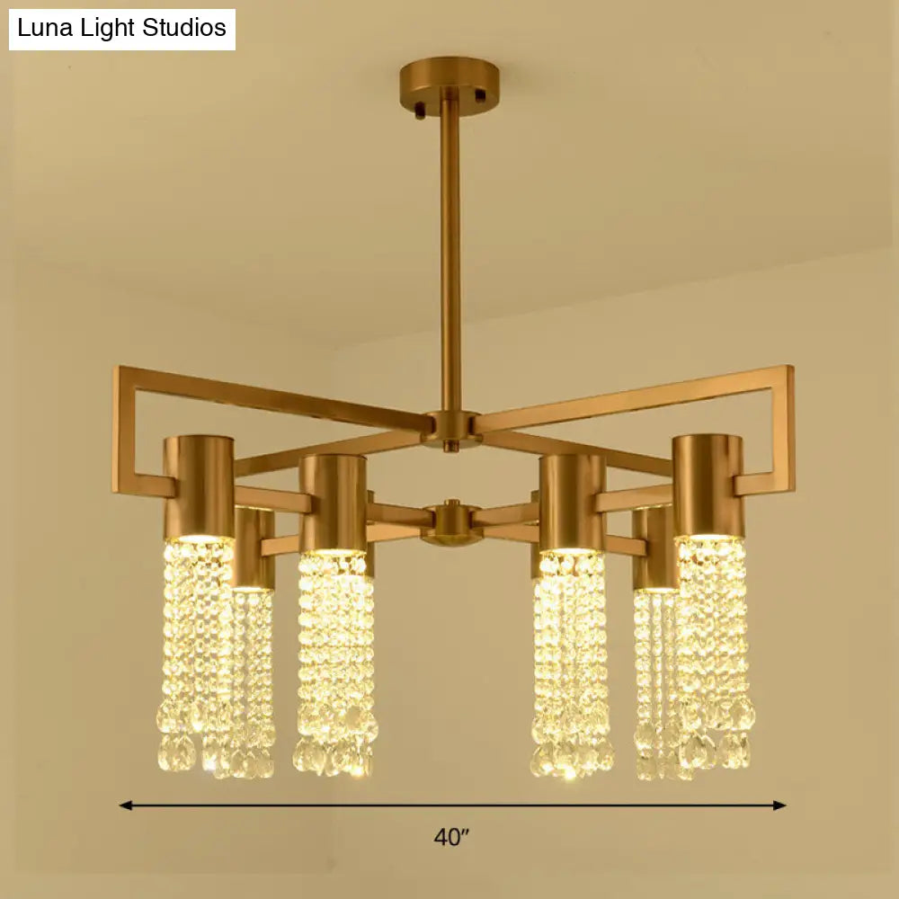 Modern Clear Crystal Pendant Chandelier With Led Lights - Gold Hanging Ceiling Light For Bedroom