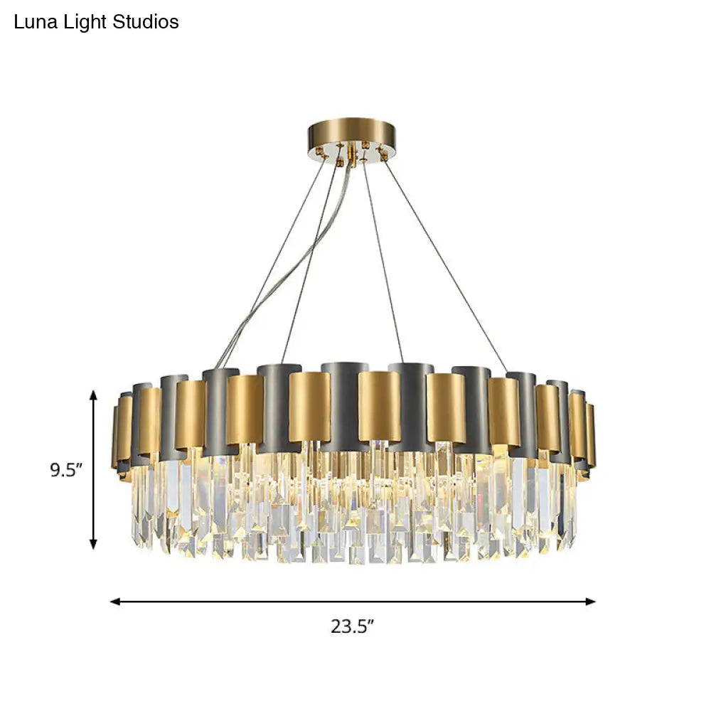 Modern 8/12-Light Golden Crystal Tiered Icicle Pendant Chandelier - Clear Elegant And Stunning