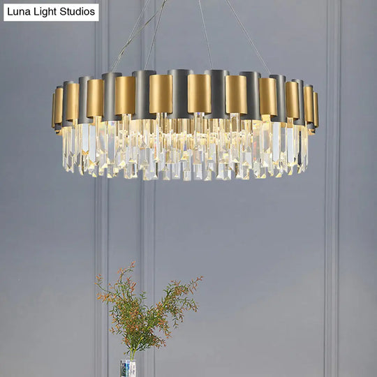 Modern Tiered Icicle Pendant Lamp - 8/12-Light Golden Chandelier Clear Crystal