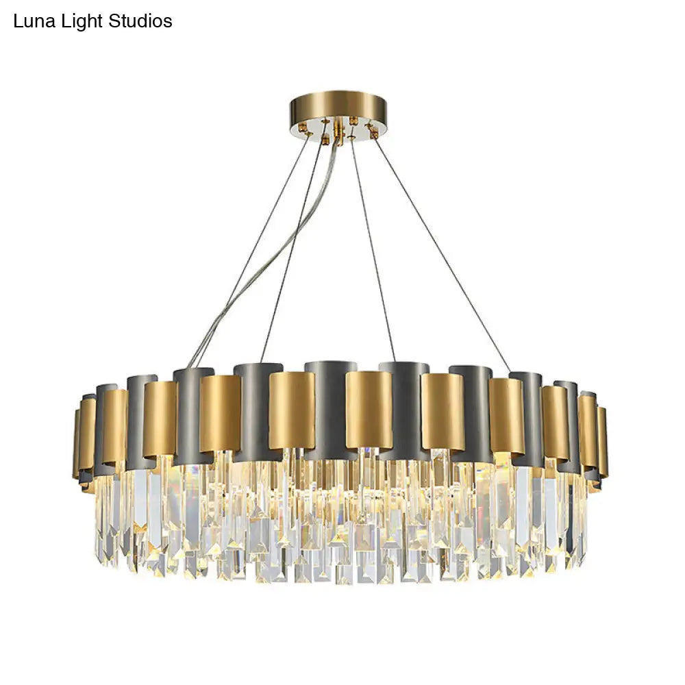 Modern 8/12-Light Golden Crystal Tiered Icicle Pendant Chandelier - Clear Elegant And Stunning