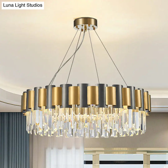 Modern Tiered Icicle Pendant Lamp - 8/12-Light Golden Chandelier Clear Crystal