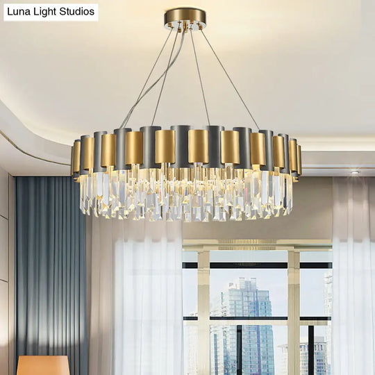 Modern Tiered Icicle Pendant Lamp - 8/12-Light Golden Chandelier Clear Crystal 8 / Gold