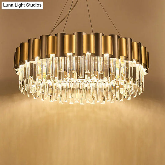 Modern Tiered Icicle Pendant Lamp - 8/12-Light Golden Chandelier Clear Crystal