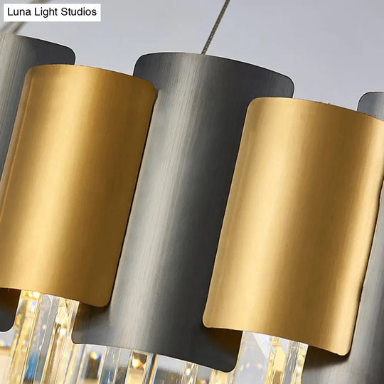 Modern 8/12-Light Golden Crystal Tiered Icicle Pendant Chandelier - Clear Elegant And Stunning