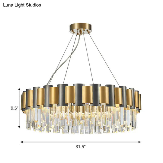 Modern 8/12-Light Golden Crystal Tiered Icicle Pendant Chandelier - Clear Elegant And Stunning