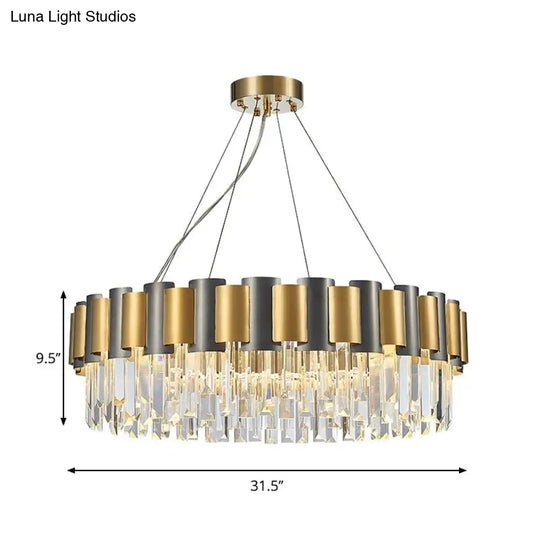 Modern Tiered Icicle Pendant Lamp - 8/12-Light Golden Chandelier Clear Crystal