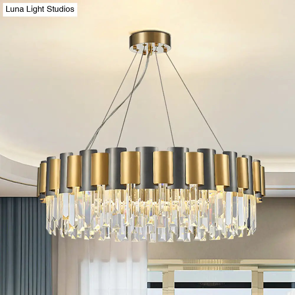 Modern 8/12-Light Golden Crystal Tiered Icicle Pendant Chandelier - Clear Elegant And Stunning