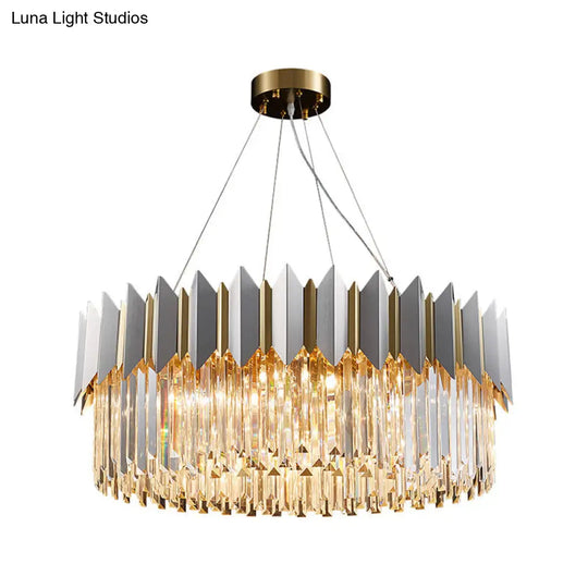 Gold Crystal Chandelier Pendant With 8 Clear Prisms