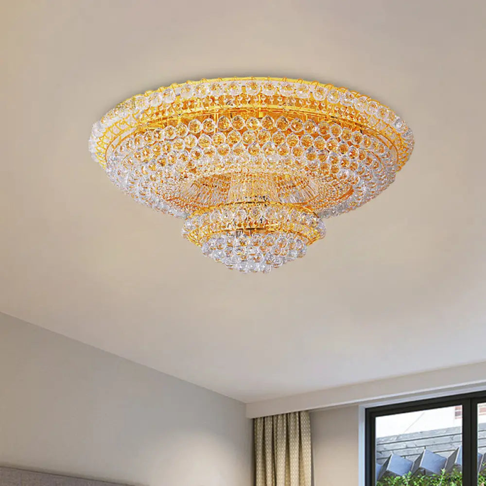 Modern 8 - Light Crystal Orb Chandelier – Stylish Flush Mount For Parlor Ceiling Decor Gold