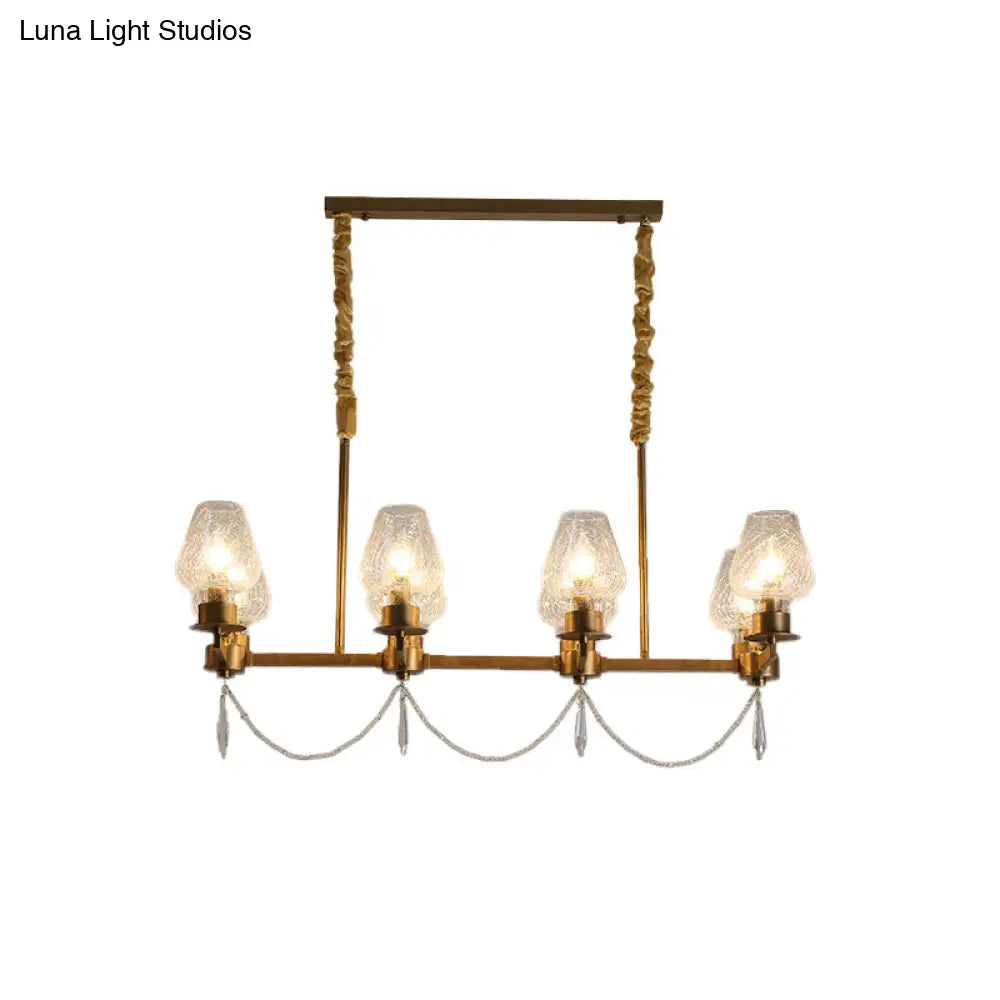 Modern 8-Light Crystal Pendant Island Fixture In Brass