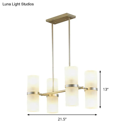 Modern 8-Light Gold Glass Tube Chandelier