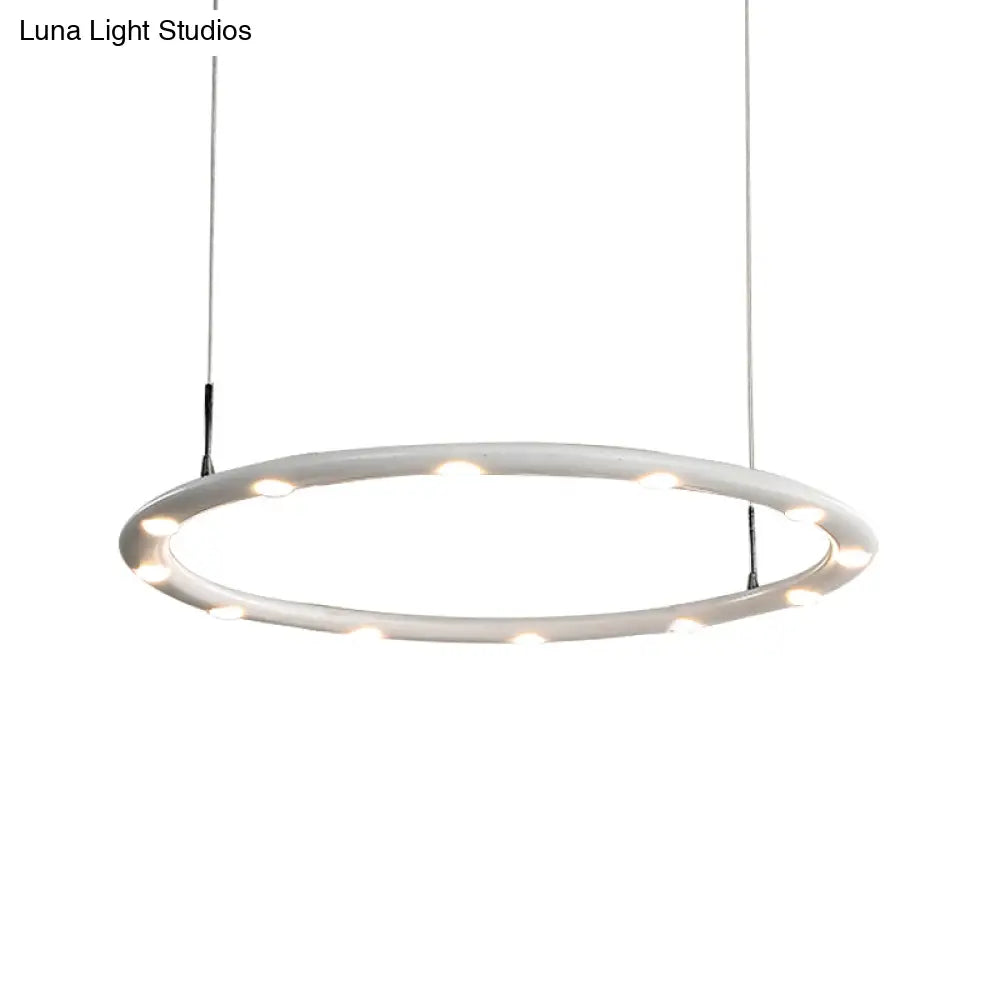 Modern Acrylic 1/2-Tier Led Ring Chandelier Light In Black/White For Bedroom: Warm/White Lighting