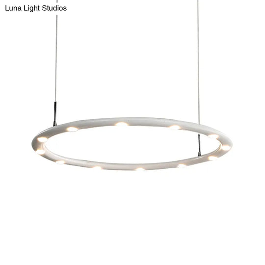 Modern Acrylic 1/2-Tier Led Ring Chandelier Light In Black/White For Bedroom: Warm/White Lighting