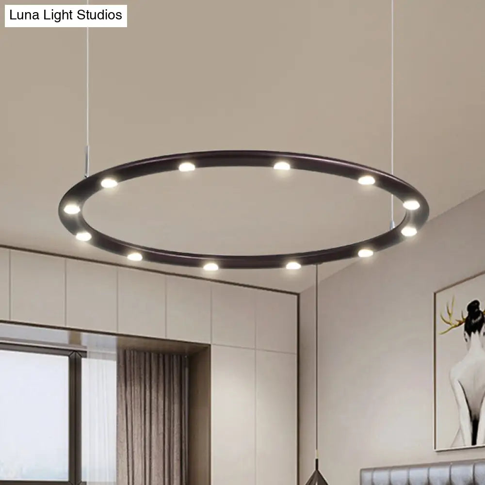 Modern Acrylic Led Ring Chandelier Light - 1/2 Tiers Black/White Warm/White For Bedroom Black / 1