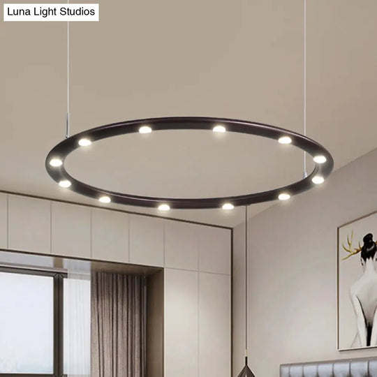 Modern Acrylic Led Ring Chandelier Light - 1/2 Tiers Black/White Warm/White For Bedroom Black / 1