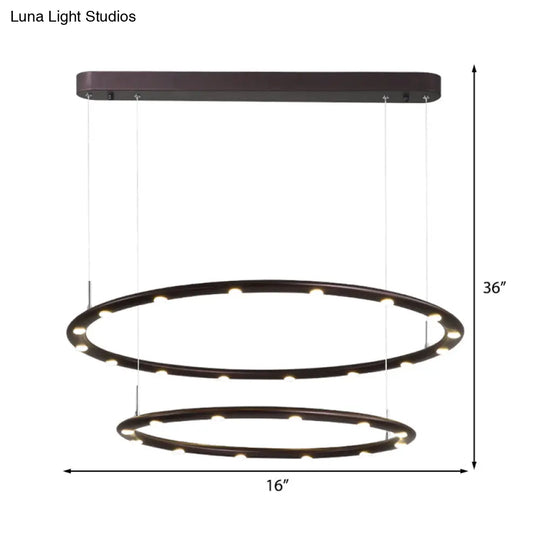 Modern Acrylic 1/2-Tier Led Ring Chandelier Light In Black/White For Bedroom: Warm/White Lighting