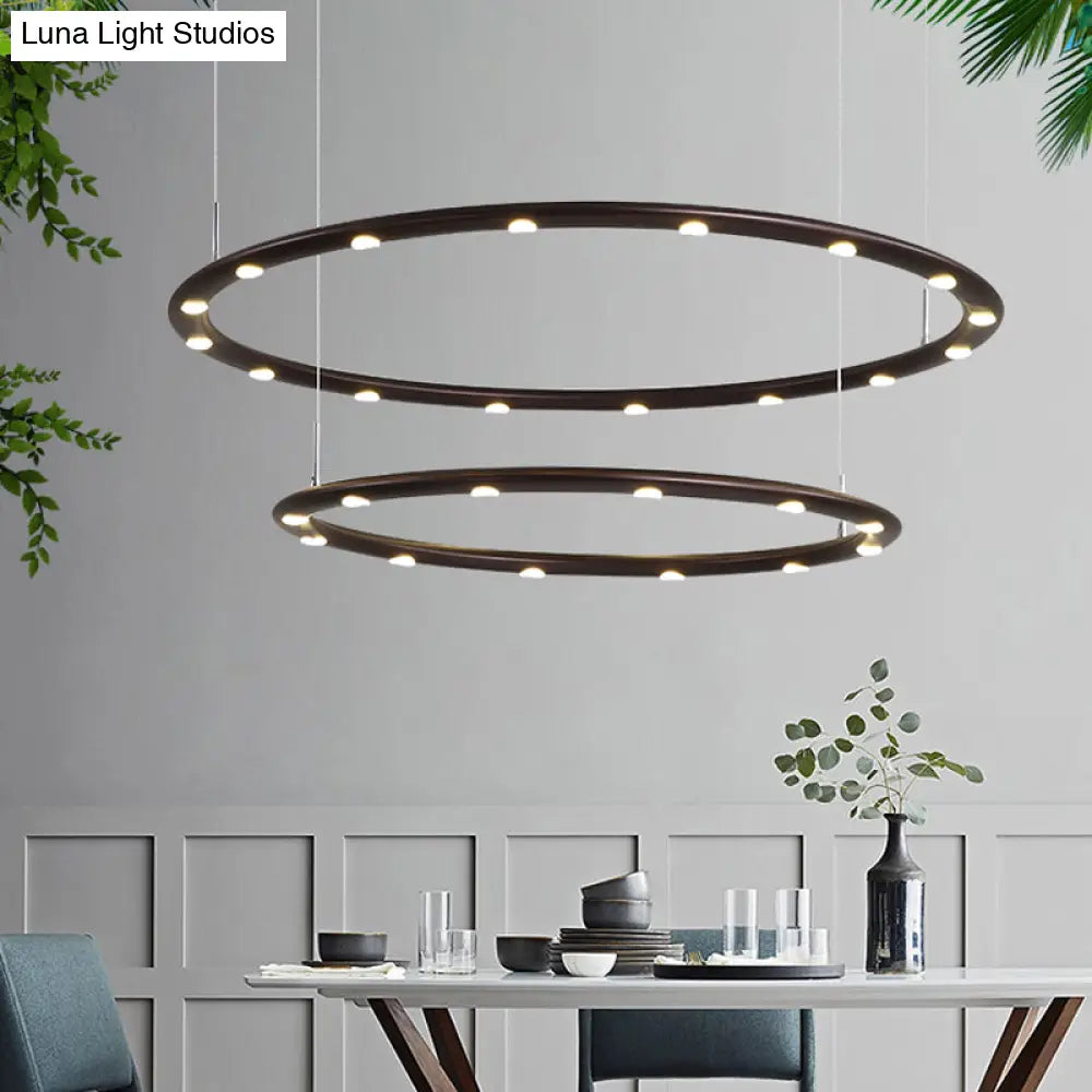 Modern Acrylic 1/2-Tier Led Ring Chandelier Light In Black/White For Bedroom: Warm/White Lighting