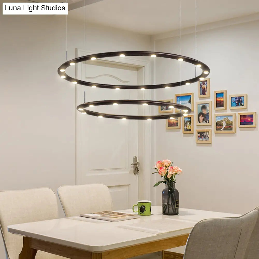 Modern Acrylic Led Ring Chandelier Light - 1/2 Tiers Black/White Warm/White For Bedroom Black / 2