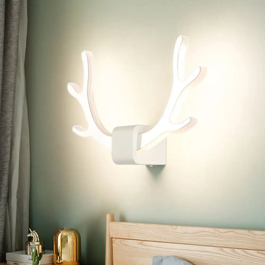 Modern Acrylic Antlers Wall Sconce Lamp: Black/White Led Pull Chain Warm/White Light White /