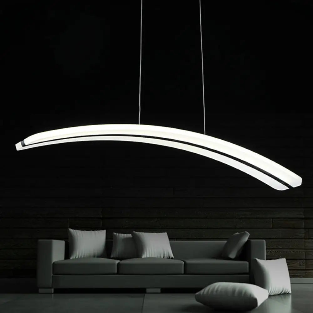 Modern Acrylic Arc Pendant Light Kit - Led Ceiling Fixture In Warm/White/Natural 37.5’ Wide White