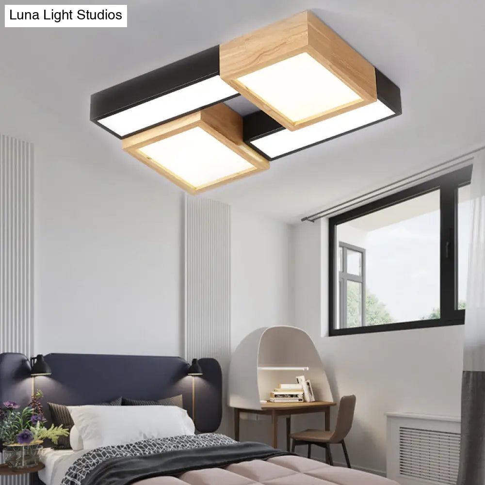 Modern Acrylic Bathroom Flush Mount Light - Led Black/White Ceiling Fixture (20.5’/24.5’ Wide)