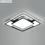 Modern Acrylic Black And White Led Flushmount For Bedroom - Square Ceiling Flush Mount Light