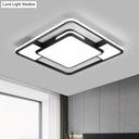 Modern Acrylic Black And White Led Flushmount For Bedroom - Square Ceiling Flush Mount Light