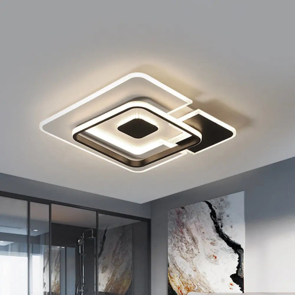 Modern Acrylic Black And White Patchwork Ceiling Lamp - Led Flush Mount Black-White / 18’ Warm