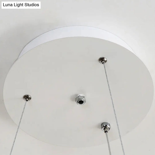 Modern Acrylic Black And White Round Chandelier - Led Suspension Light For Dining Room Warm/White