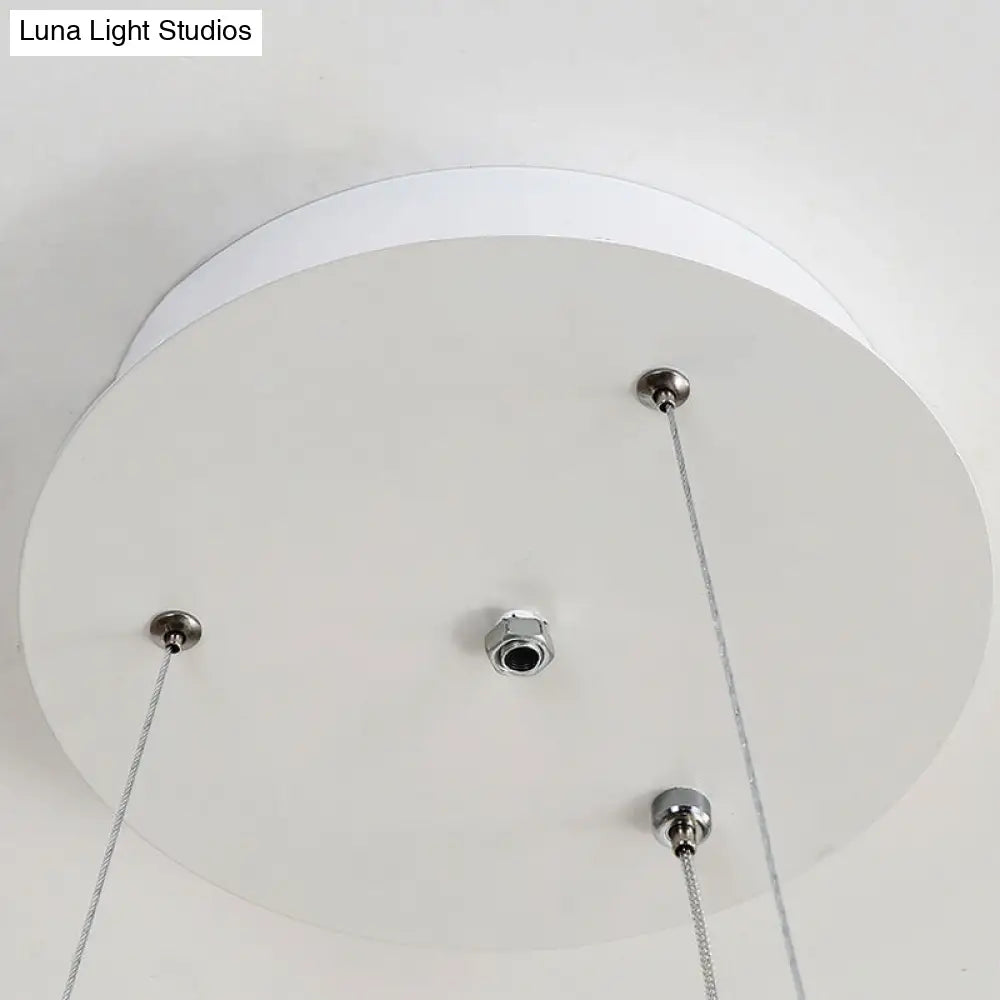 Modern Round Hanging Chandelier - Acrylic Black And White Led Suspension Light For Dining Room In