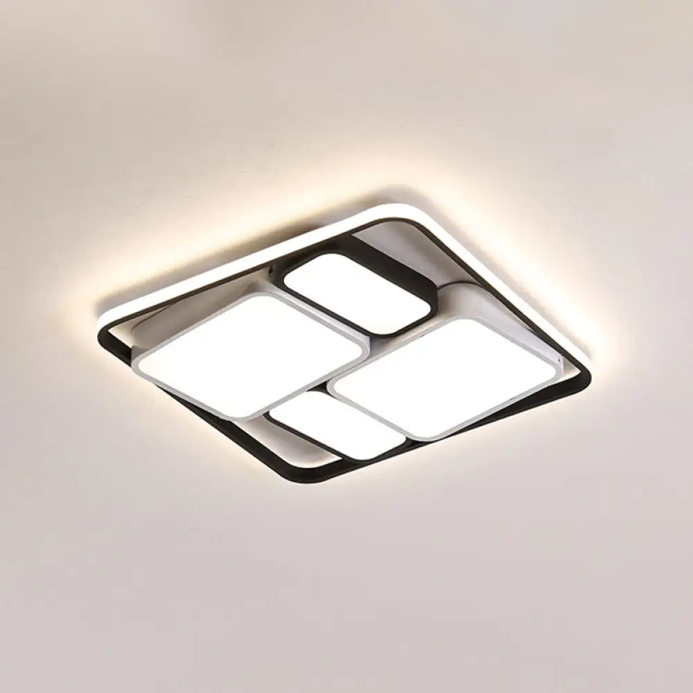 Modern Acrylic Black Flush-Mount Ceiling Light For Living Room / 19.5