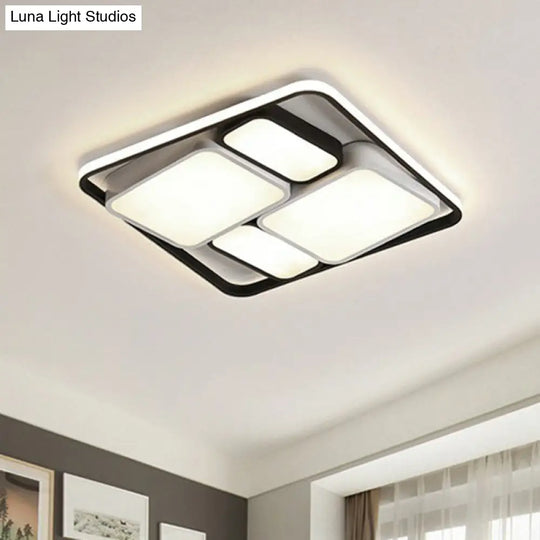 Modern Acrylic Black Flush-Mount Ceiling Light For Living Room