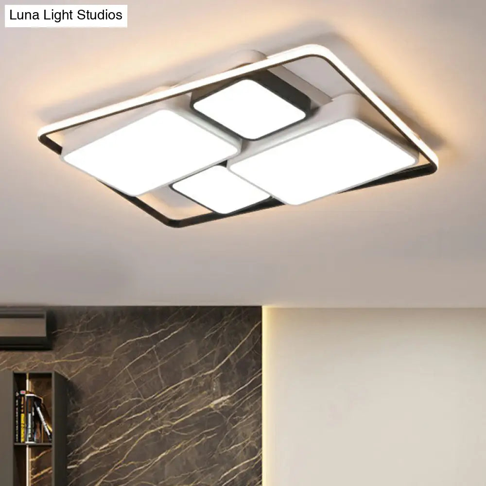 Modern Acrylic Black Flush-Mount Ceiling Light For Living Room