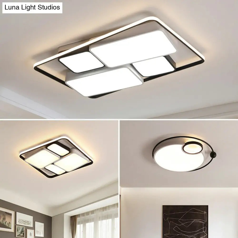 Modern Acrylic Black Flush-Mount Ceiling Light For Living Room